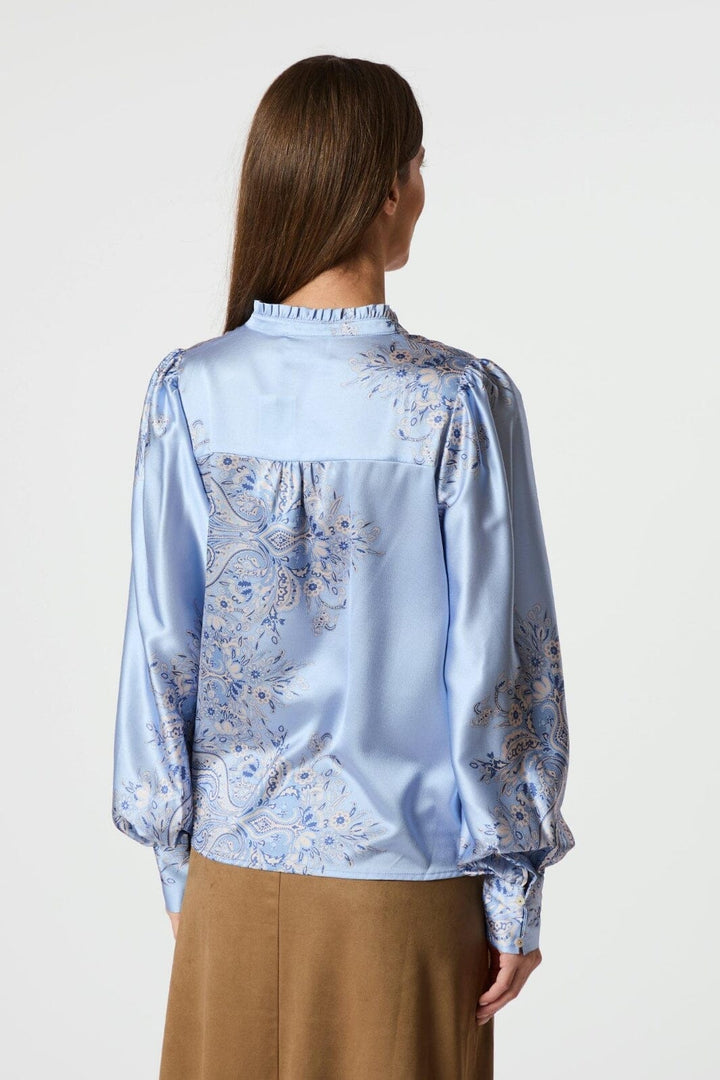 Neo Noir - Massima Paisley Border Blouse 160960 - 145 - Light Blue