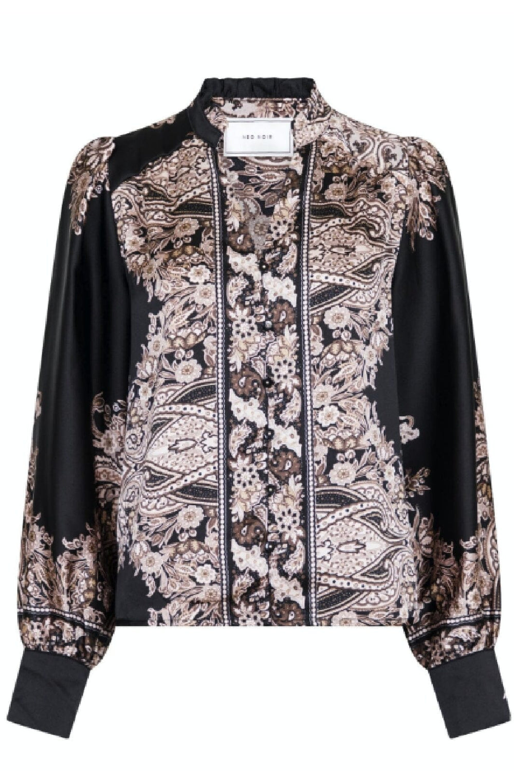 Forudbestilling - Neo Noir - Massima Paisley Border Blouse - Black Bluser 