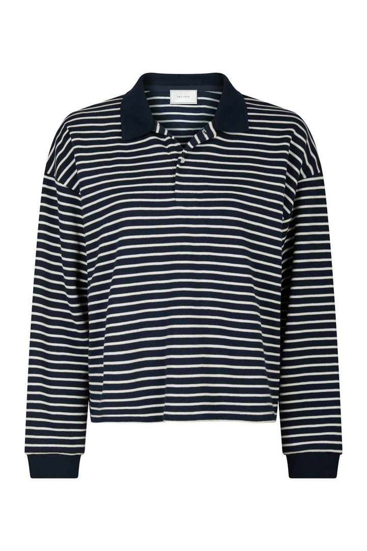 Neo Noir - Sara Stripe Polo Blouse 163312 - Navy