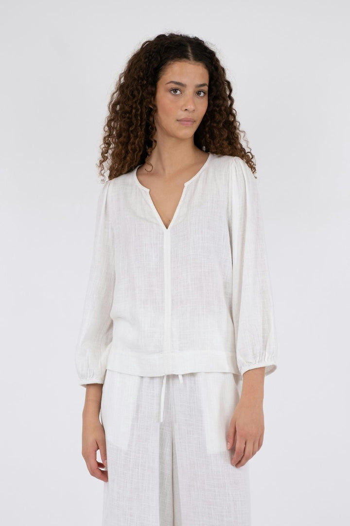 Neo Noir - Sarla Soft Linen Blouse - White