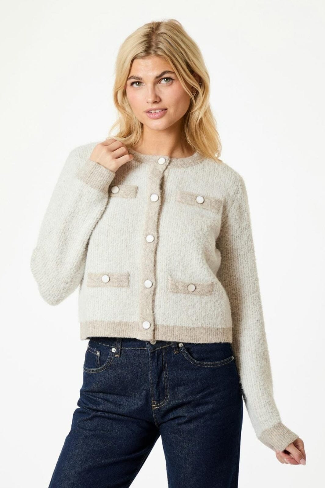 Forudbestilling - Neo Noir - Vivia Knit Cardigan - Beige Melange Cardigans 