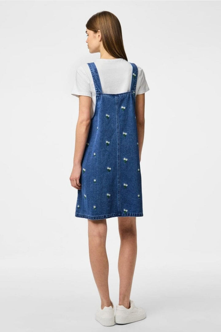 Forudbestilling - Pieces - Pcfreia Sl Denim Spencer Dress Fsy - 4863415 Medium Blue Denim Flowers