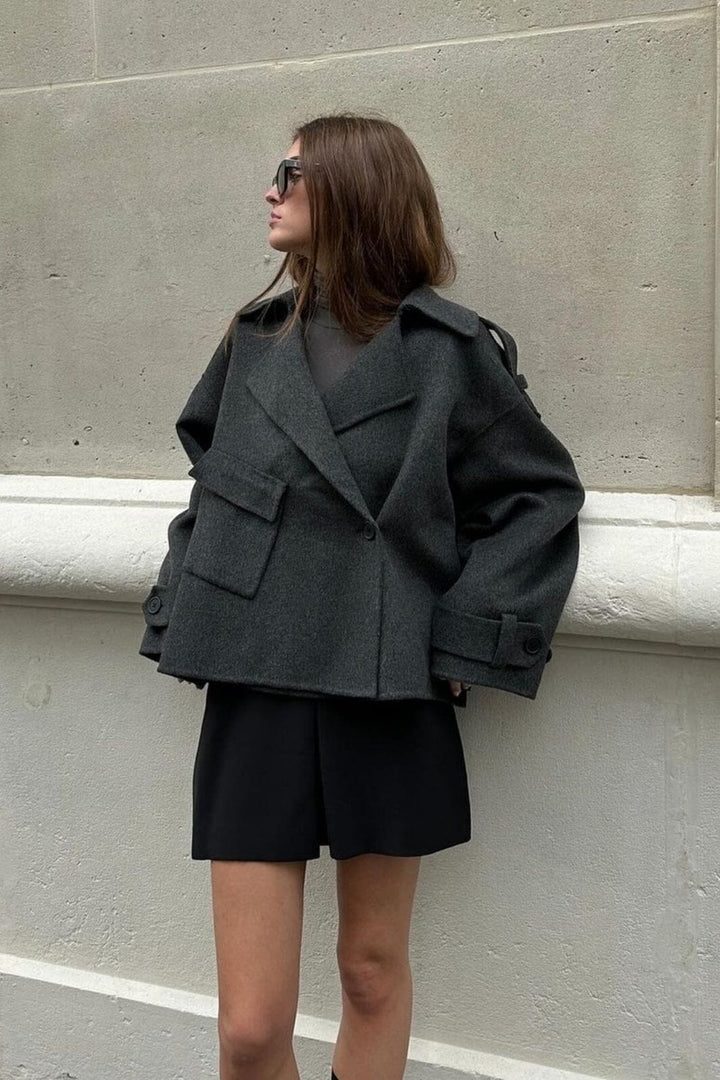 Forudbestilling - Second Female - Walance Short Jacket - Dark grey melange Jakker 