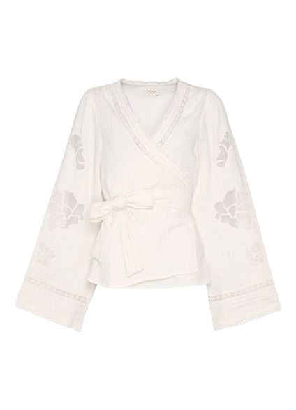 Forudbestilling - Sissel Edelbo - Winfrey Organic Cotton Wrap Top SE 1248 - Off White Bluser 