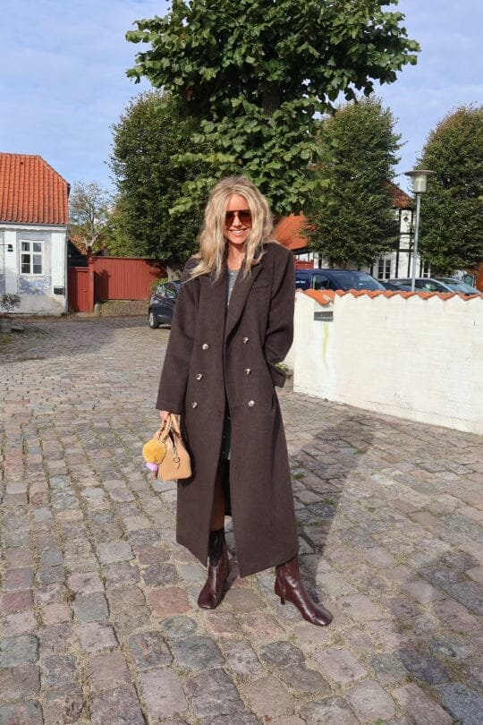 Forudbestilling - Valentin Studio - Boyfriend Wool Coat 160854 - Chocolate Brown Jakker 