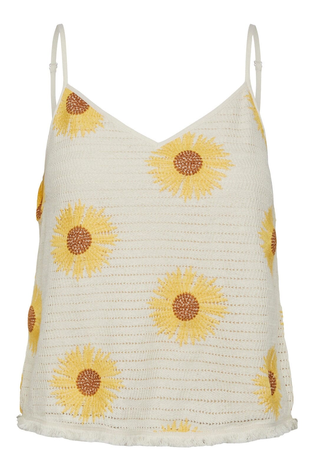 Forudbestilling - Y.A.S - Yassunflower Strap Top Fest - Birch w. embroidery (April) Toppe 