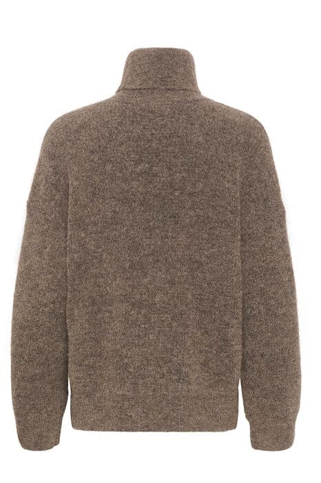 Gestuz - Alphagz Rollneck - 104685 Dark Sand Melange Strikbluser 