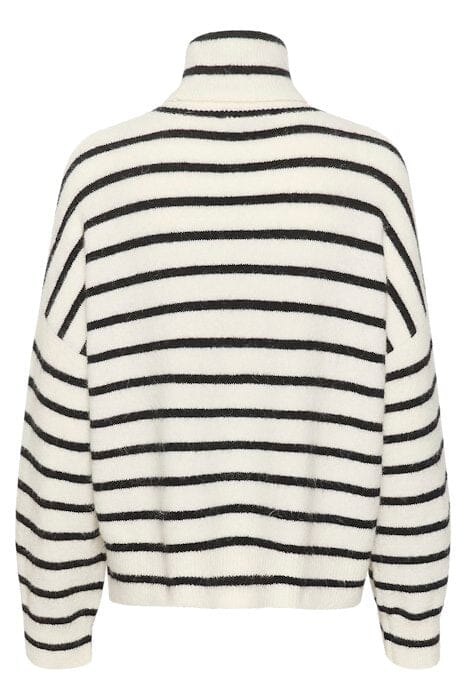 Gestuz - Alphagz Rollneck Striped - 106145 Ivory Black Striped Strikbluser 