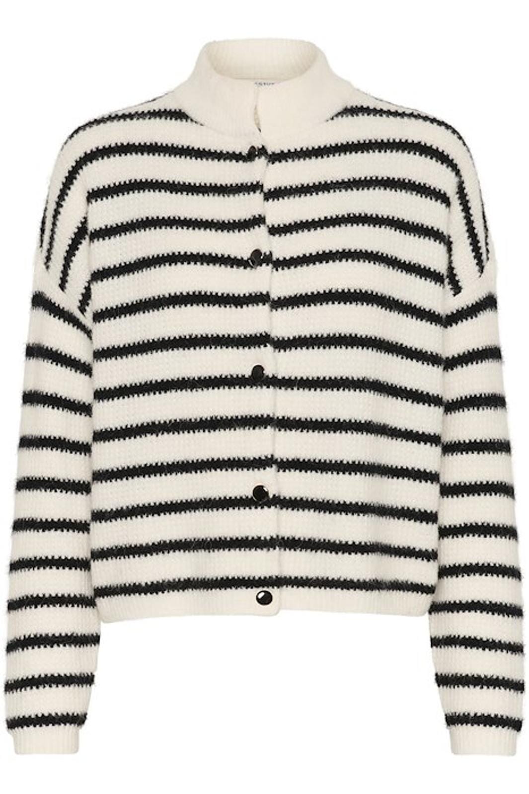 Gestuz - Alphagz Short Cardigan 10905931 - 106145 Ivory Black Striped