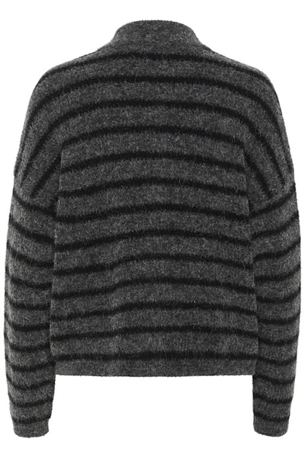 Gestuz - Alphagz Short Cardigan 10905931 - 107703 Charcoal Black Striped