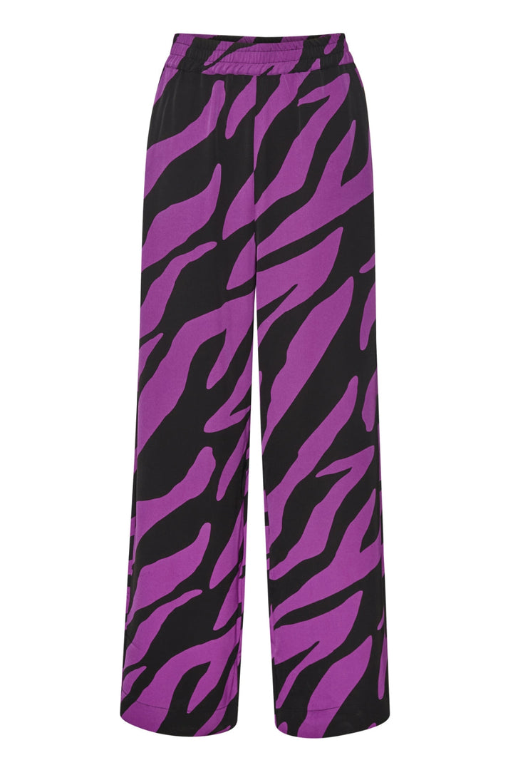 Gestuz - BothildeGZ HW pants - Maxi zebra black/byzantium Bukser 