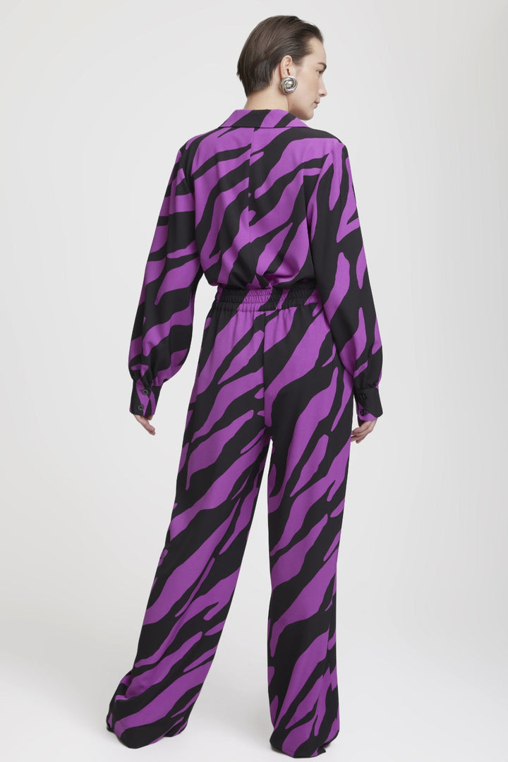 Gestuz - BothildeGZ HW pants - Maxi zebra black/byzantium Bukser 