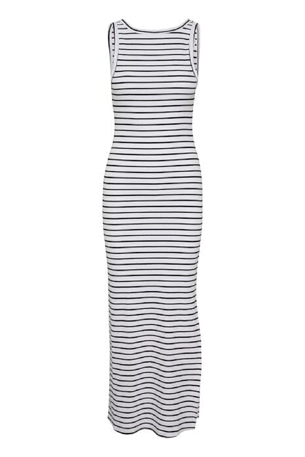 Gestuz - DrewGZ sl reversible stripe dress NOOS - Bright White Black stripe Kjoler 