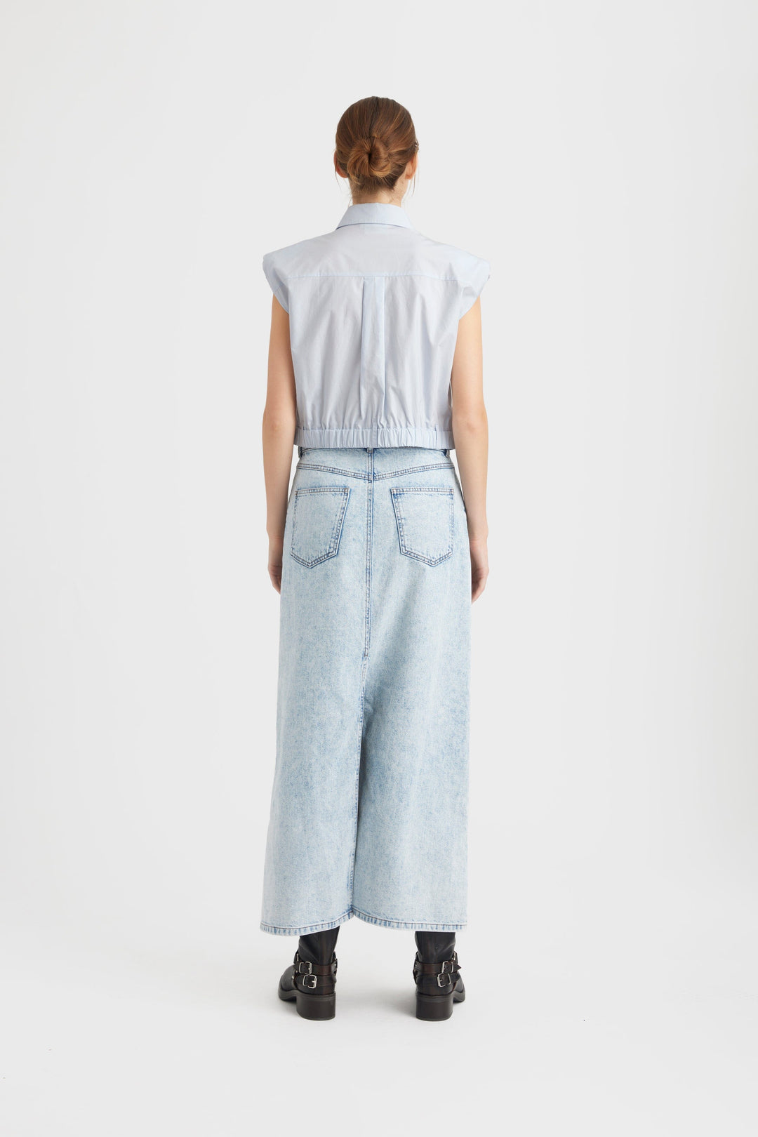 Gestuz - MilyGZ HW long skirt - Mid blue washed Nederdele 