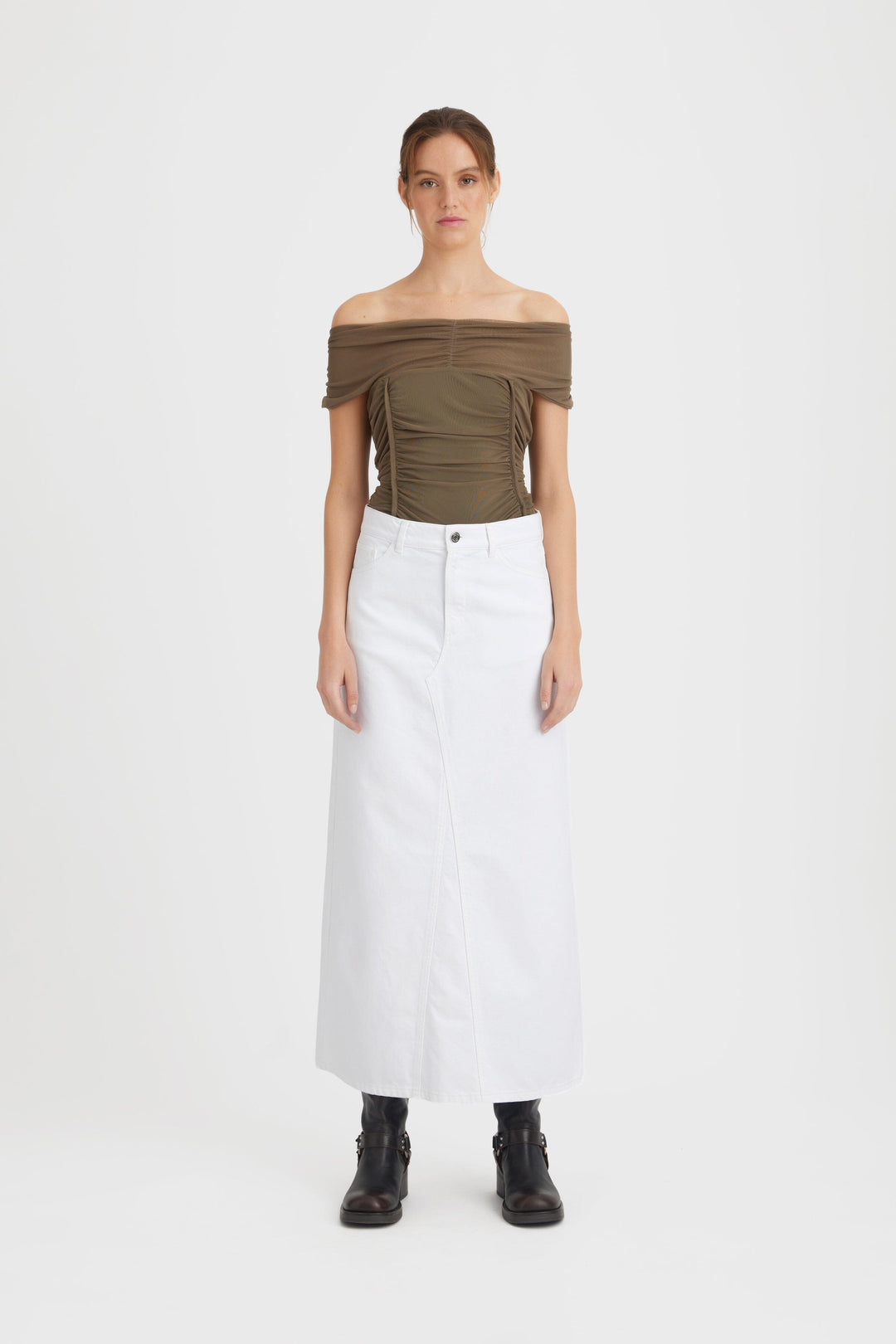 Gestuz - MilyGZ HW long skirt - White wash Nederdele 