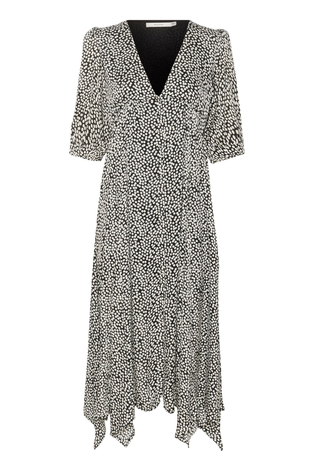 Gestuz - PrikkaGZ P midi dress - BlackNwhite dot Kjoler 