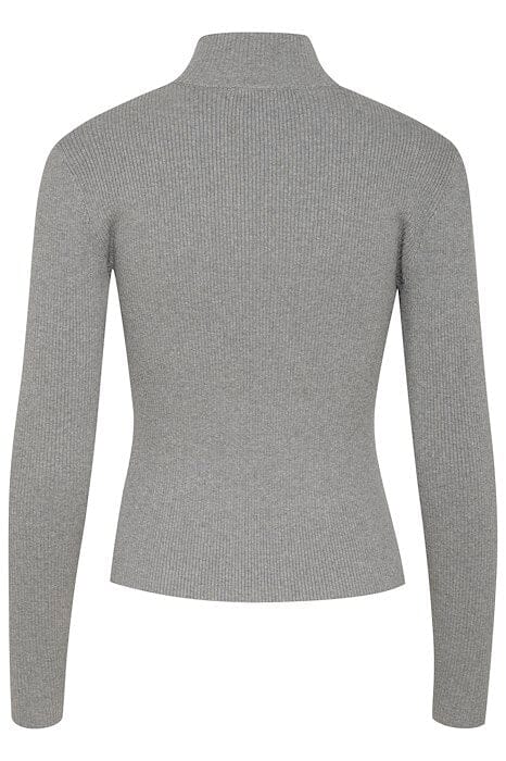 Gestuz - Yasmiagz Zipper Pullover 10909819 - 106849 - Grey Melange Strikbluser 