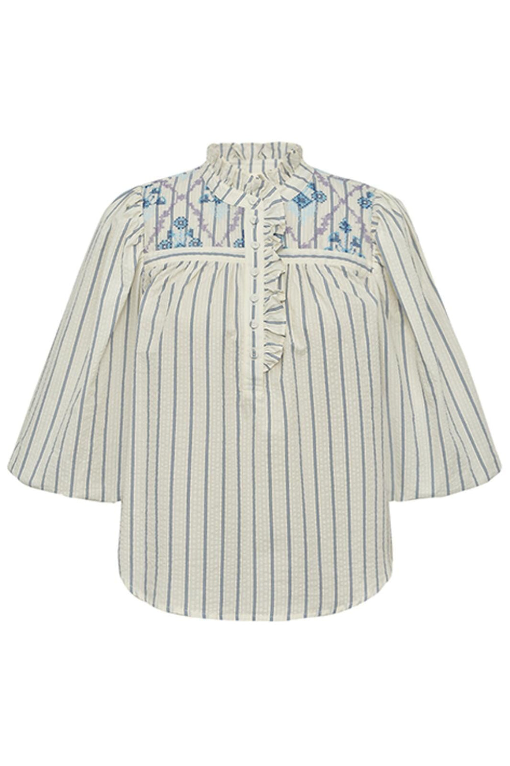 Gossia - Syrenago Jo Blouse G2388 - Creme Blue Stripes