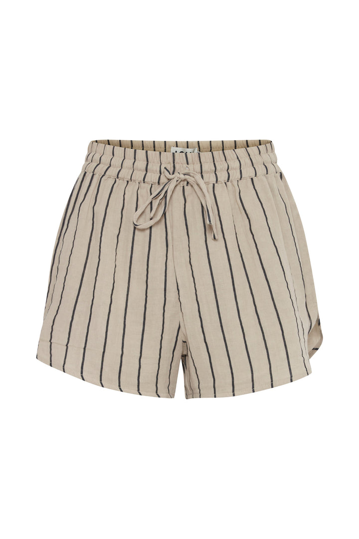 Ichi - Iafoxa Striped Beach Sho - 202985 Doeskin/Black Stripe Shorts 