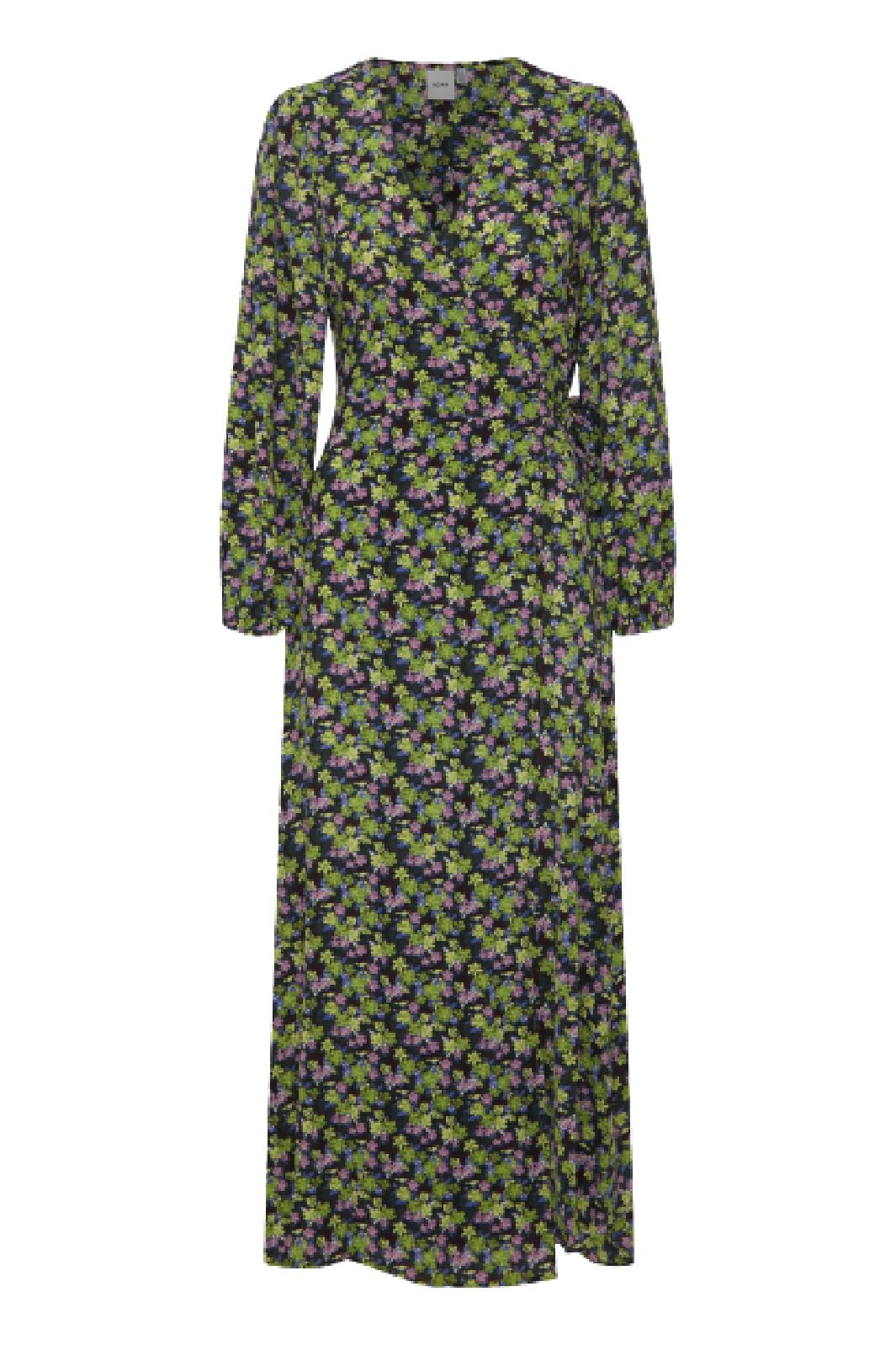 ICHI - Ixeliana Dress - Blue Spruce Flower Print Kjoler 