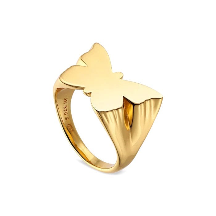 Jane Kønig - Butterfly Signet ring - Forgyldt Ringe 