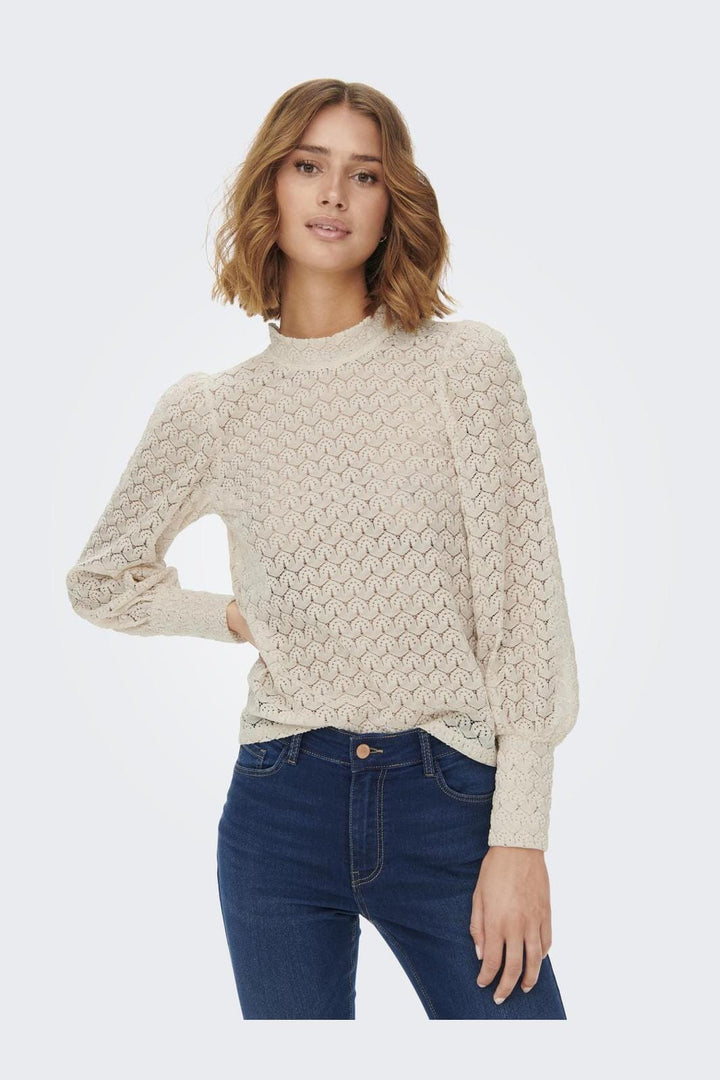 Jdy - Jdyavery L/S Lace Top - 4048744 Sandshell