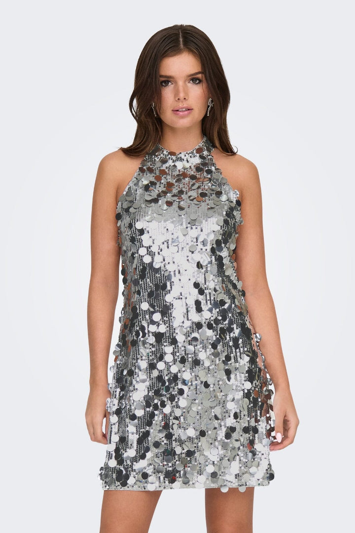 JDY - Jdyclaire S/L Sequins Halter Dress 15350698 - 4781108 - Silver