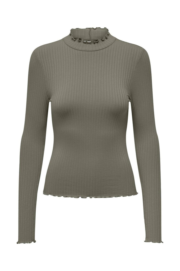 JDY - Jdyfransiska Life L/S Hi-Nck Top Jr - 4612998 Vetiver