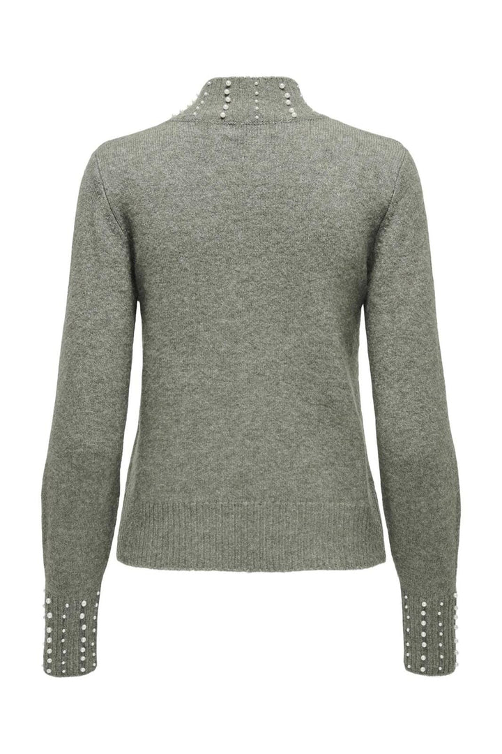 JDY - Jdyrue Life L/S Hn Pearl Detail Pull Knt - 4622633 Castor Gray White Pearls