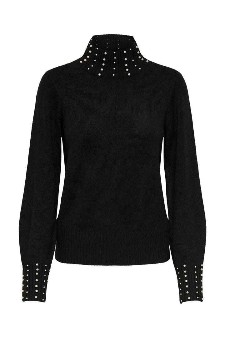 JDY - Jdyrue Life L/S Hn Pearl Detail Pull Knt - 4696363 Black White Pearls