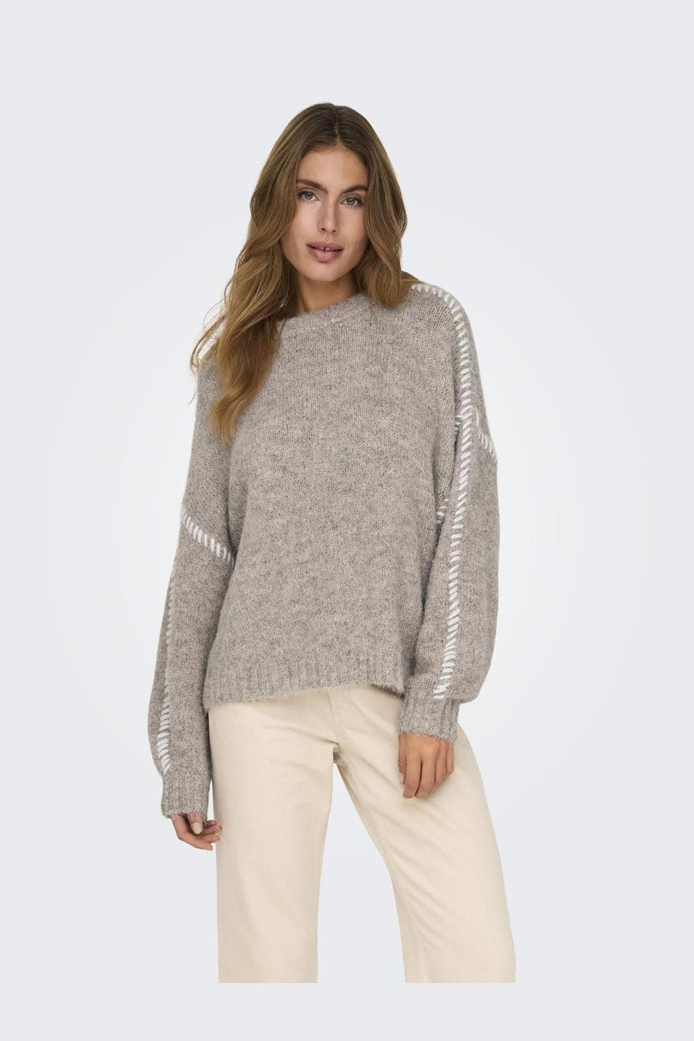 JDY - Jdyzoey Life L/S On Stitch Pull Knt 15336758 - 4633861 - Chateau Gray W. Birch Stitch