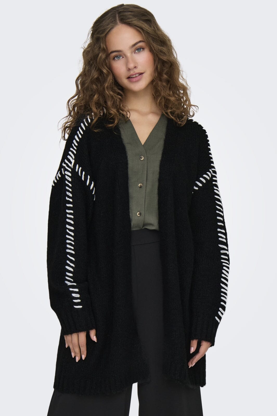 JDY - Jdyzoey Life L/S Stitch Cardigan Knt - 4743024 Black W. Birch Stitch