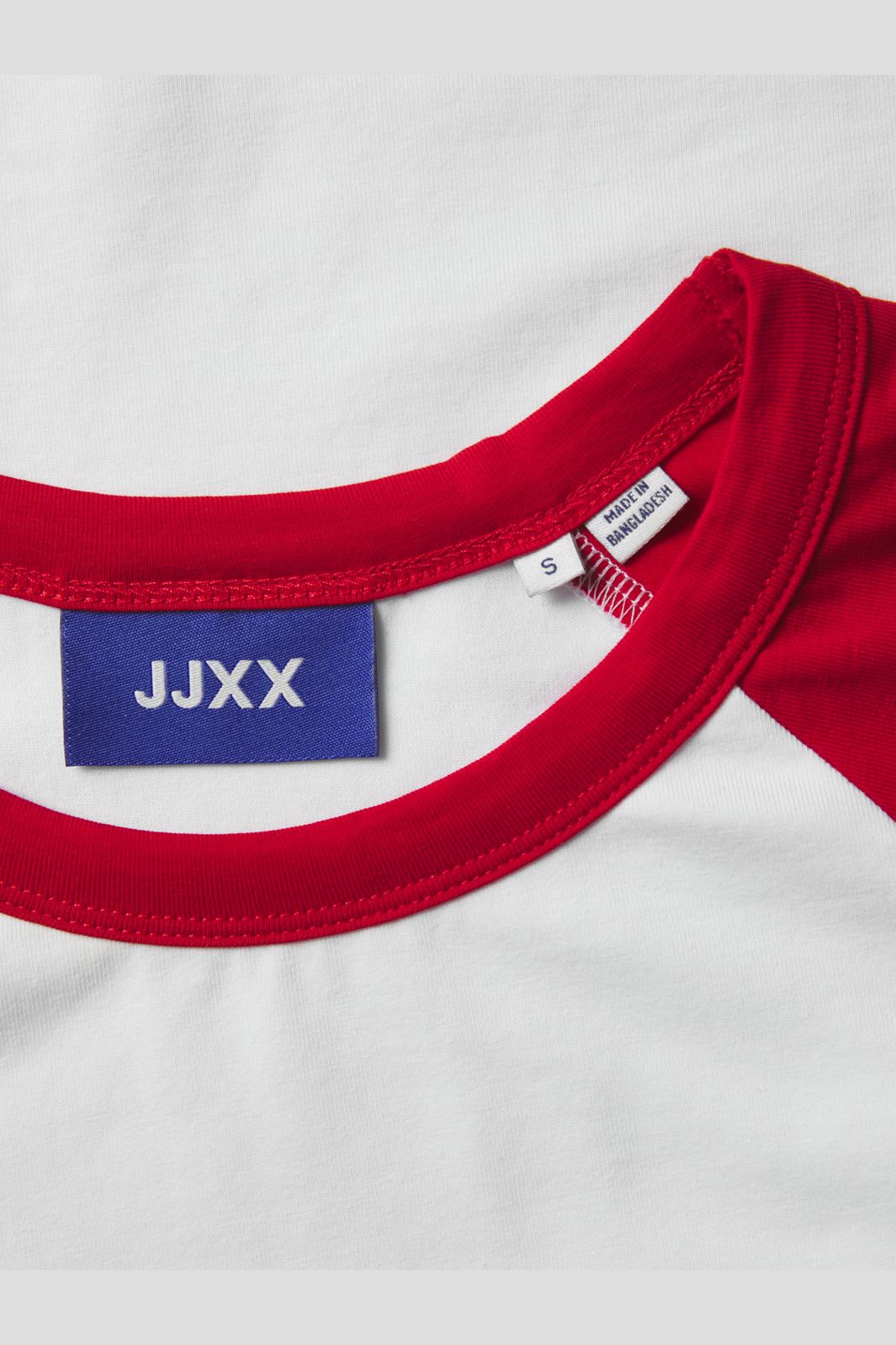 Jjxx - Jxgigi Str Ls Logo Tee Styd - 4663854 Bright White Fiery Red Sleeves