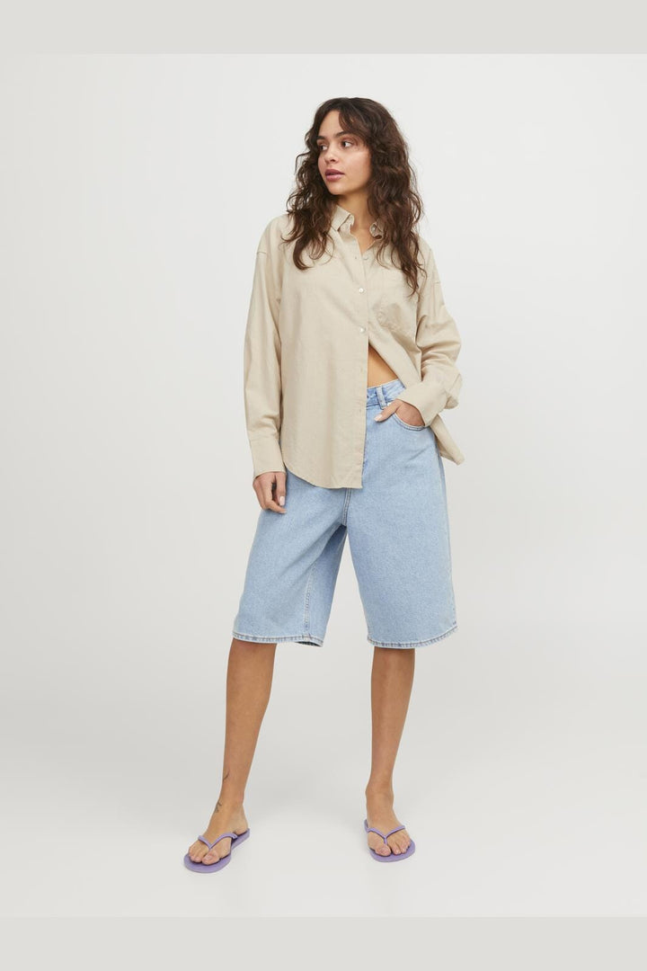 Jjxx - Jxjamie Ls Rlx Linen Blend Shirt Sn - 4388900 Cement