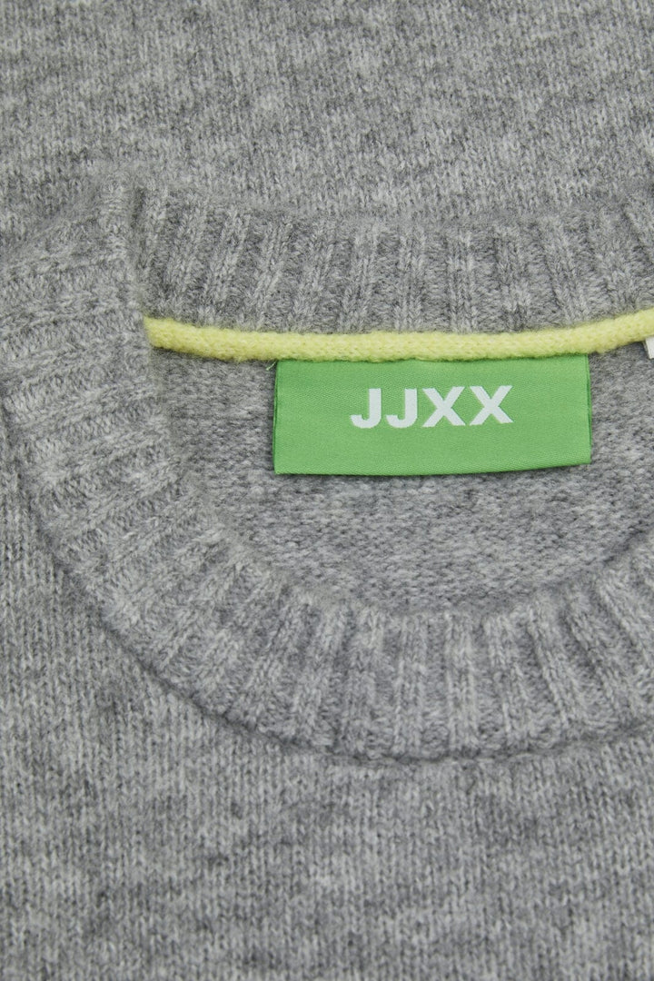 Jjxx - Jxoline Diverse Dress Knit 12268051 - 4652034 - Grey Melange /Pale Green Neck Piping