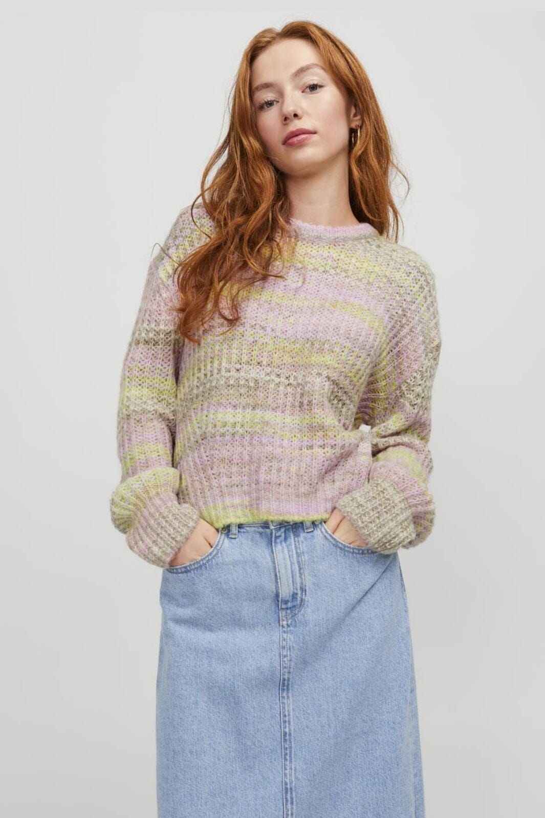 Jjxx - Jxsimone Space Dye Crew Neck Knit Sn - 4394587 Lilac Breeze /6 Multi Space Dye Strikbluser 