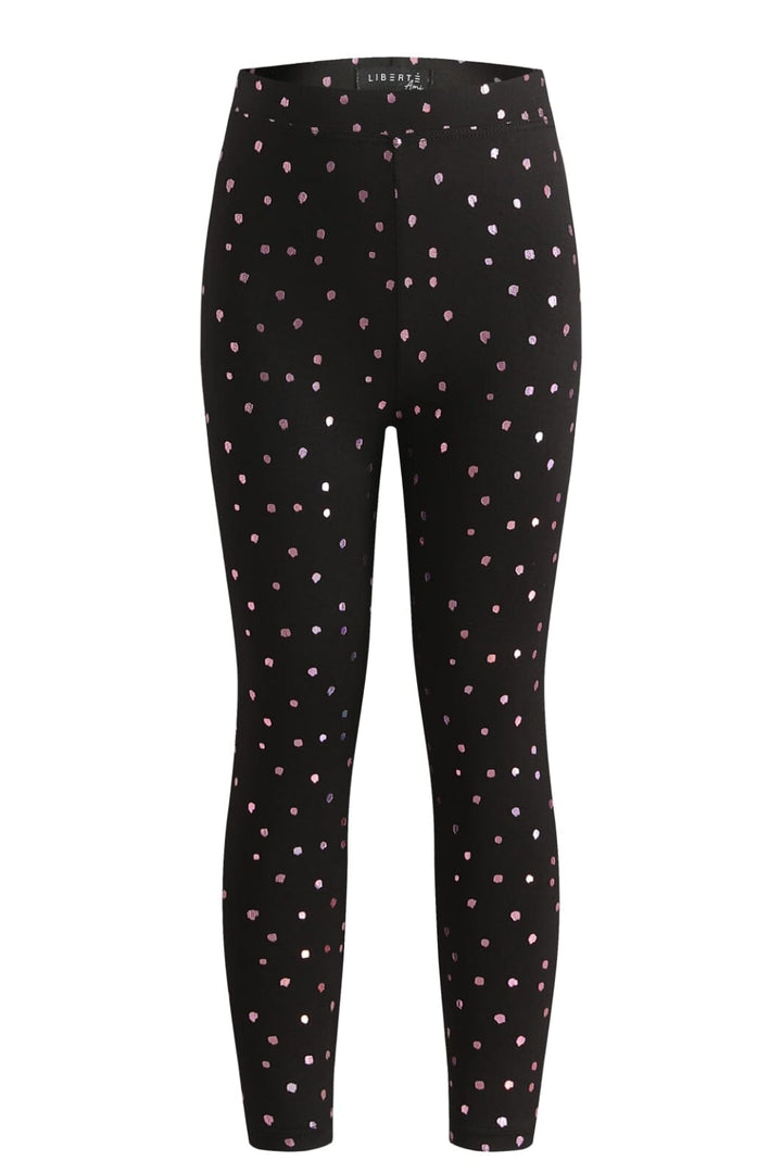 Liberte Ami - Alma-Leggings (Kids) - Black Pink Holographic Dot Leggings 