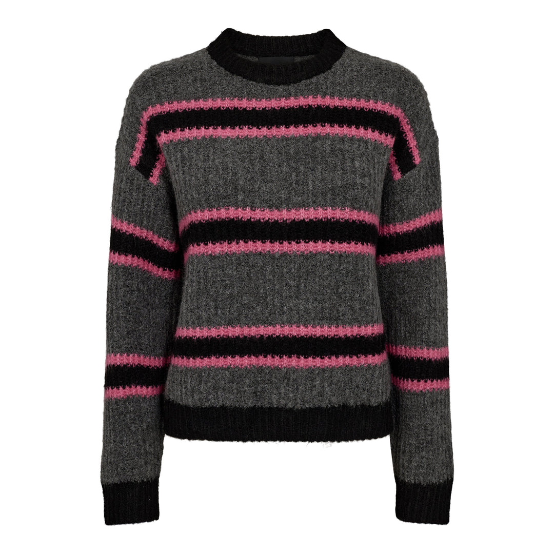 Liberte - Fro-Pullover - Darkgrey Black Pink Stripe Pullover 