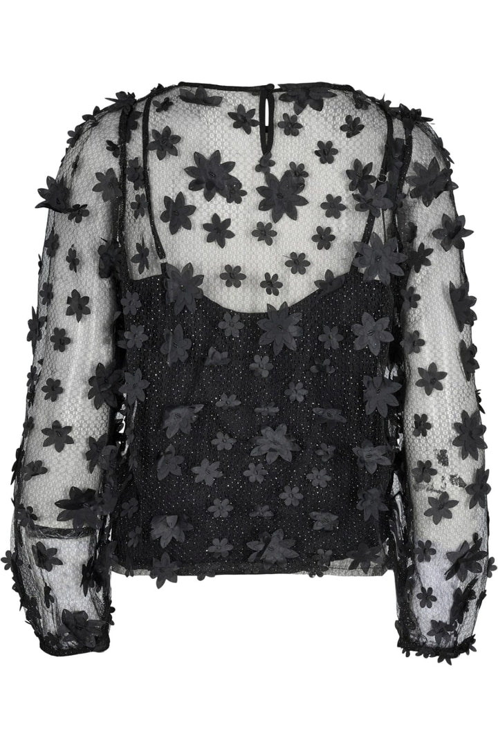 Liberte - Lamilla-Blouse - Black Glitter Flower Bluser 