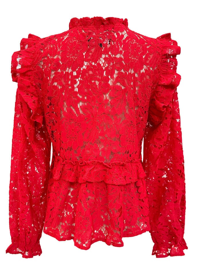 Liberte - Nartina-Ls-Tie-Blouse - Red Bluser 