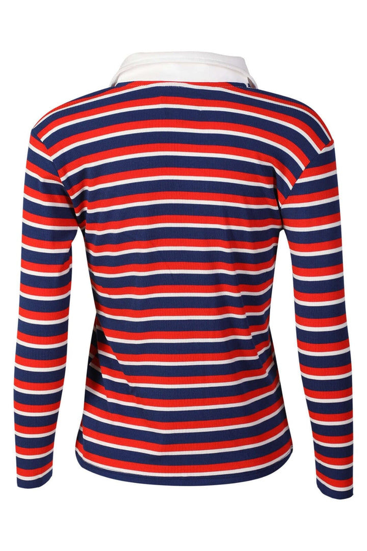 Liberte - Natalia-Ls-Polo-Blouse 22163 - Navy Red White Stripe