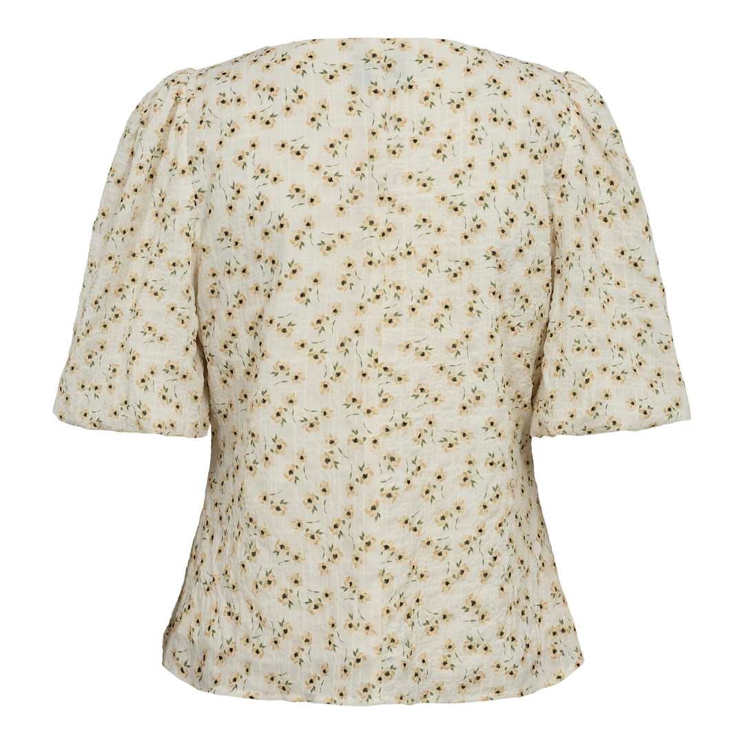 Liberte - Opal-Ss-Blouse - Creme Yellow Flower Bluser 