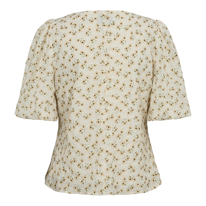 Liberte - Opal-Ss-Blouse - Creme Yellow Flower Bluser 