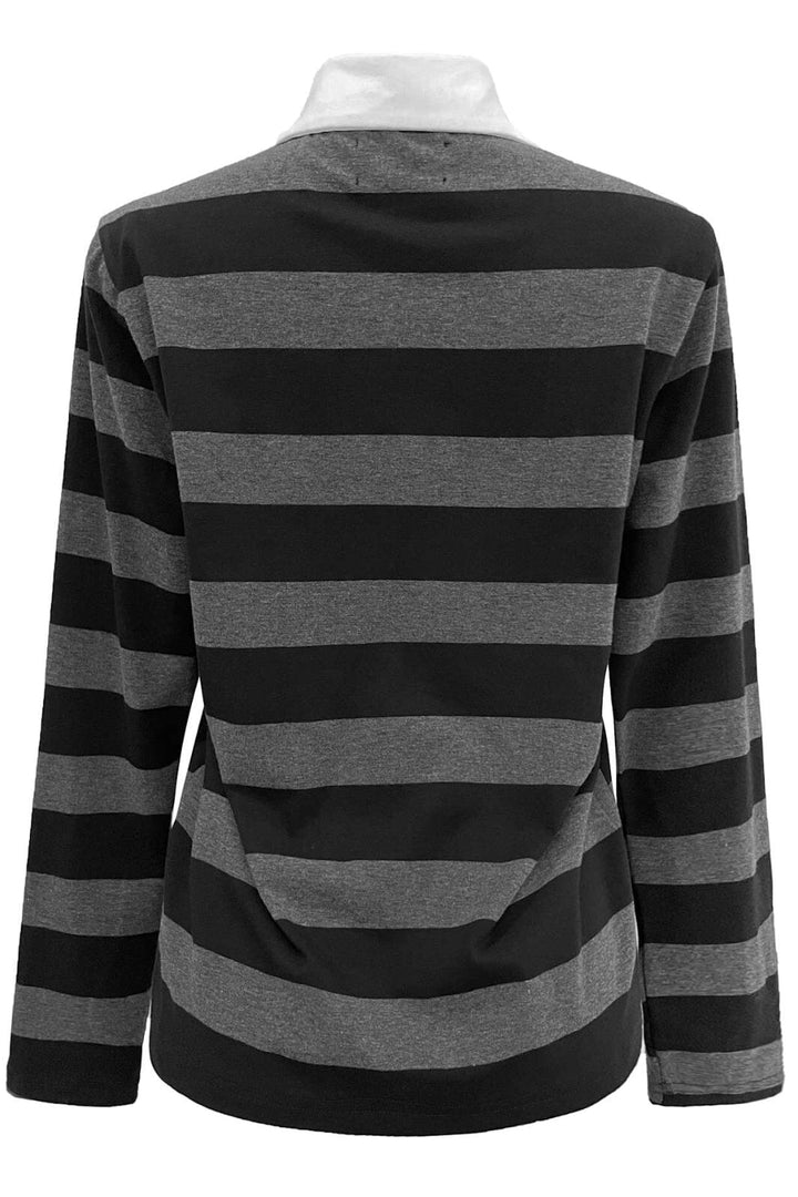 Liberte - Polo-Ls-Shirt 22145 - Dark Grey Black Stripe