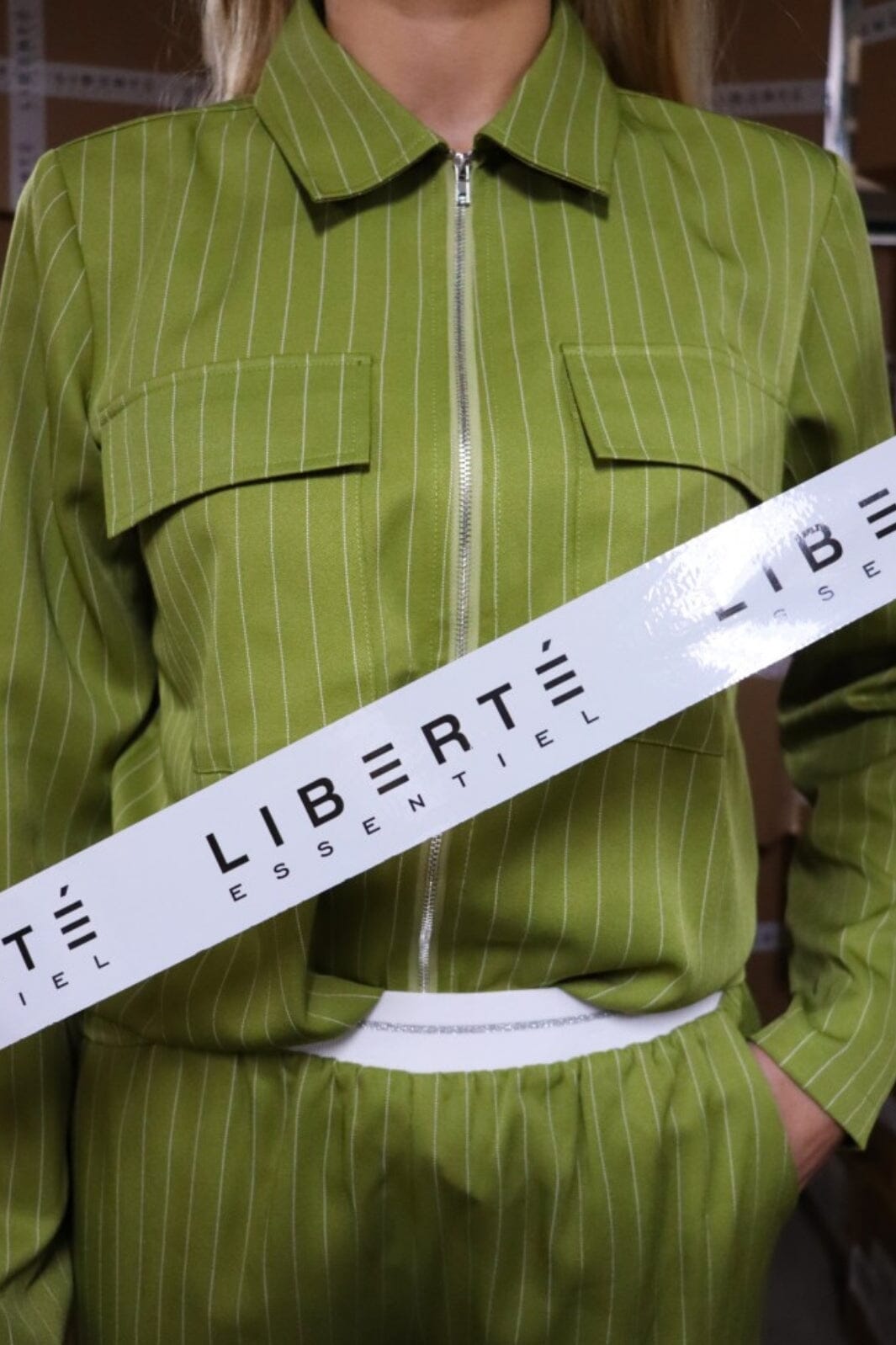 Liberte - Sini-Shirt-Jacket - Lime Pinstripe Jakker 