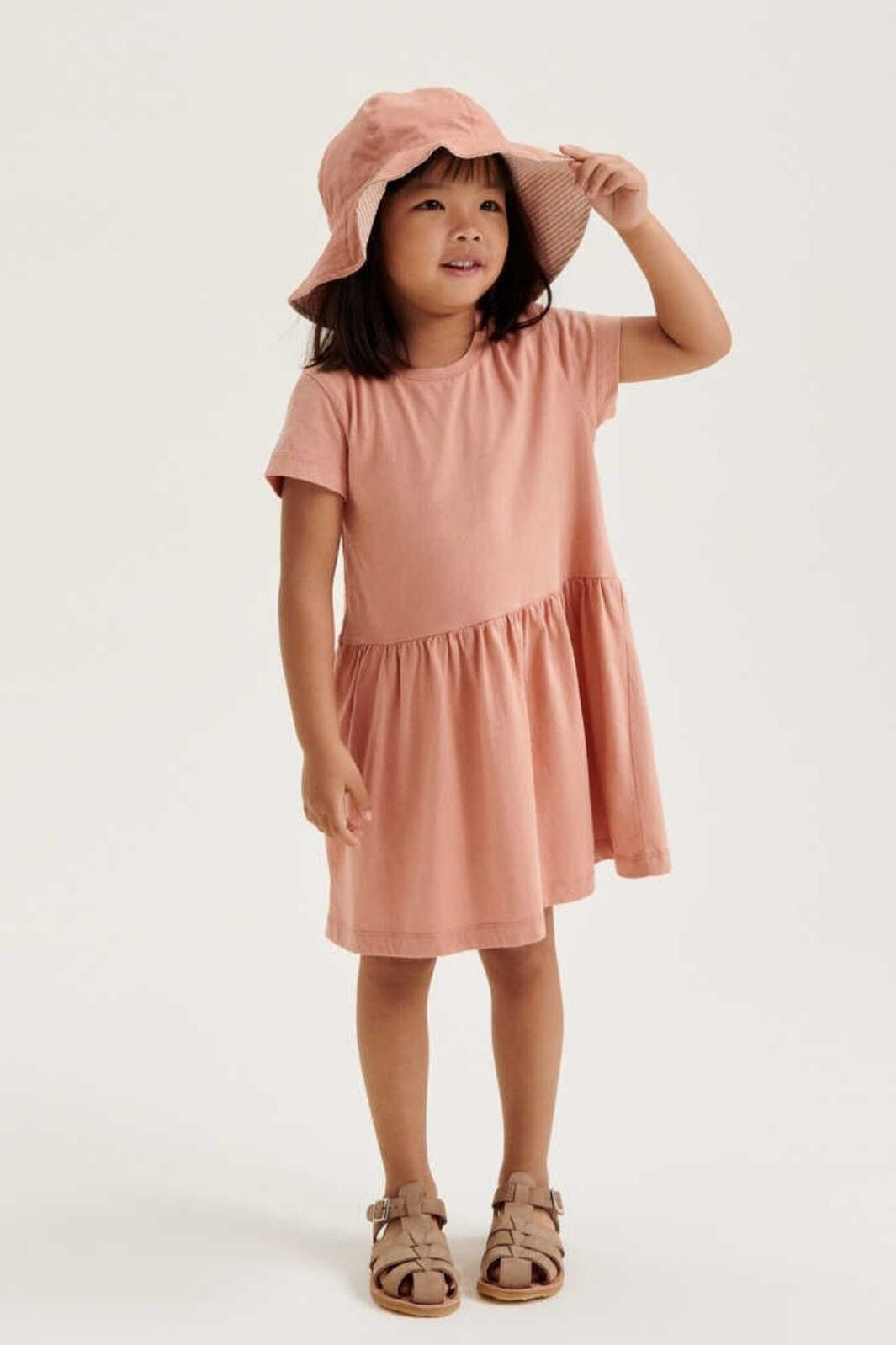 Liewood - Amelia Reversible Seersucker Sun Hat - Y/D Stripe Tuscany Rose / Sandy Hatte 