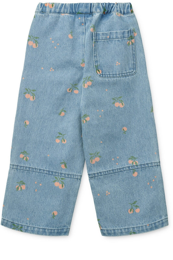 Liewood - Cesar Printed Denim Pants - Peach / Light blue denim