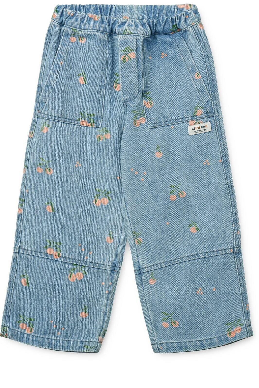 Liewood - Cesar Printed Denim Pants - Peach / Light blue denim