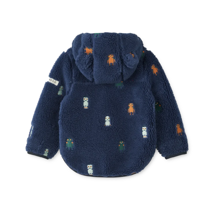 Liewood - Mara Pile Jacket With Ears - Robots / Indigo blue Fleece jakker 