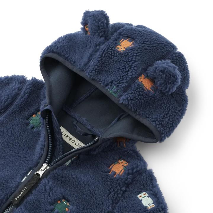 Liewood - Mara Pile Jacket With Ears - Robots / Indigo blue Fleece jakker 